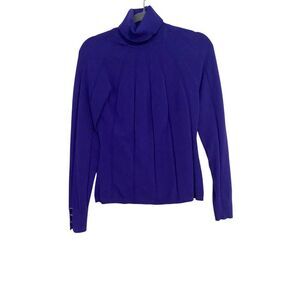 White House Black Market Women L Turtleneck Sweater Purple Metal Sleeve Detail